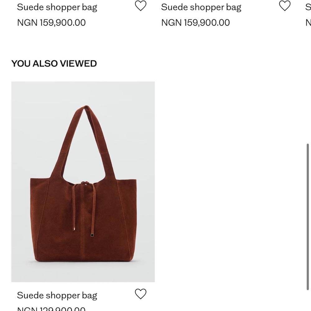 Mango Rich Brown Suede Tote Bag